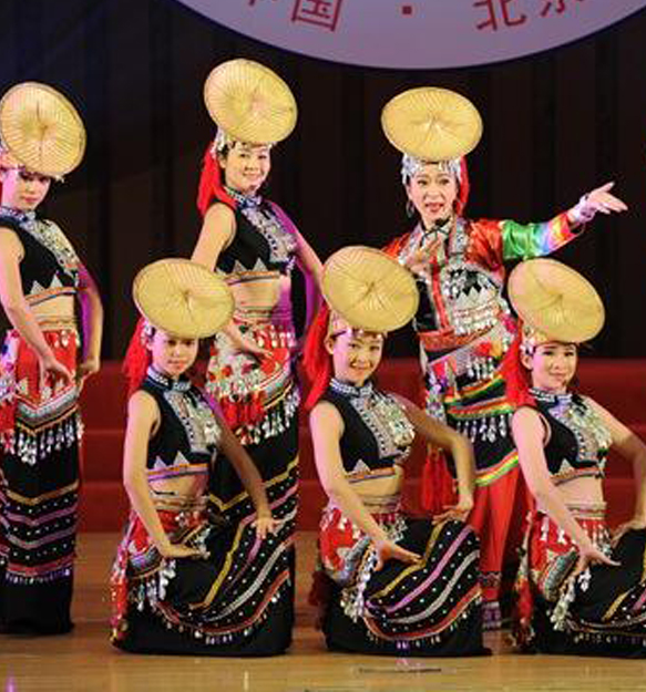 花腰傣族舞蹈演出服装女红色傣族舞台服装定制